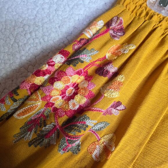 Mustard Yellow Wide Boho SzM, Runs Sm! Pls See Pics Embroidered 3D allover pants - Picture 16 of 16